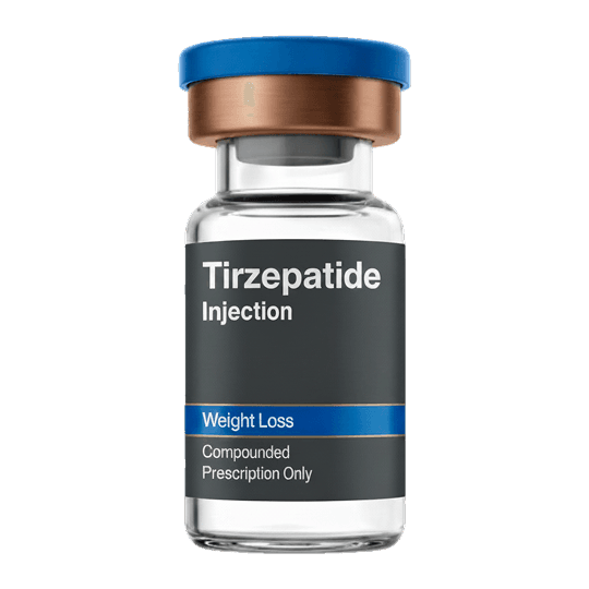 Compounded tirzepatide injection vial