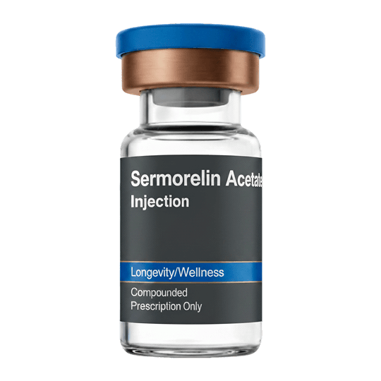 Compounded sermorelin acetate injection vial